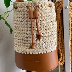 Charles and Keith bucket straw bag- new
